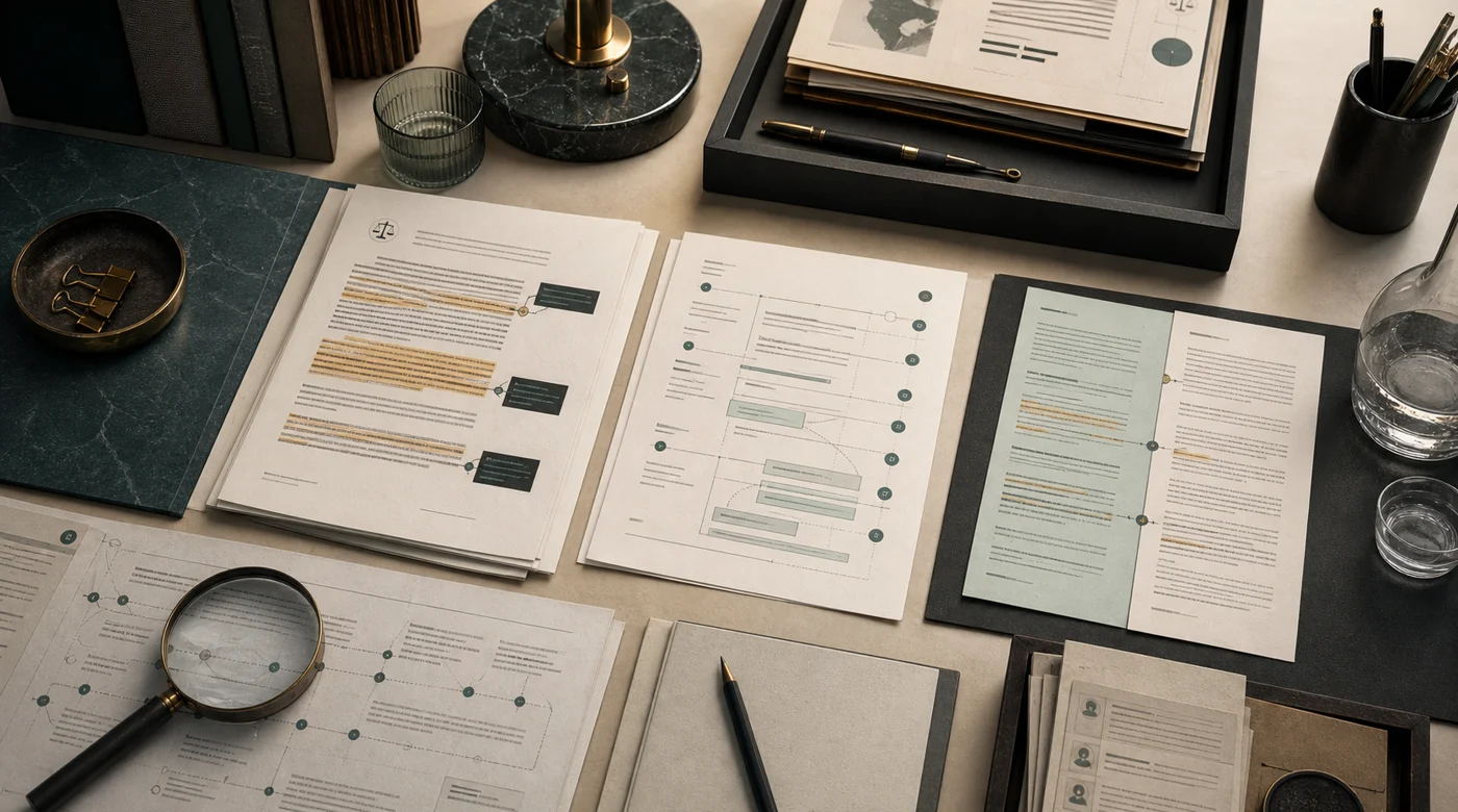 Document automation workbench with files, extracted fields, and review lane
