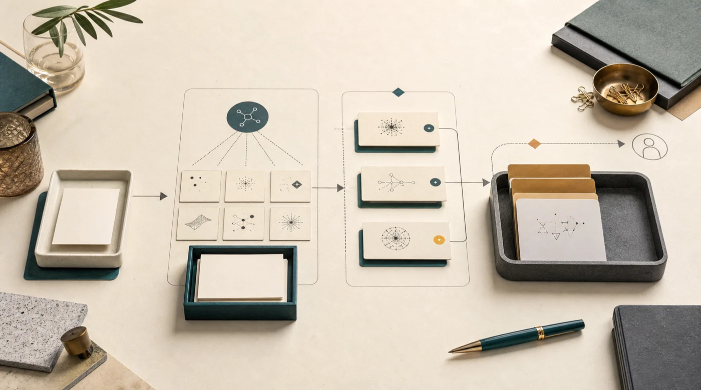 Support workflow diagram with customer request, AI first line, and human escalation lane