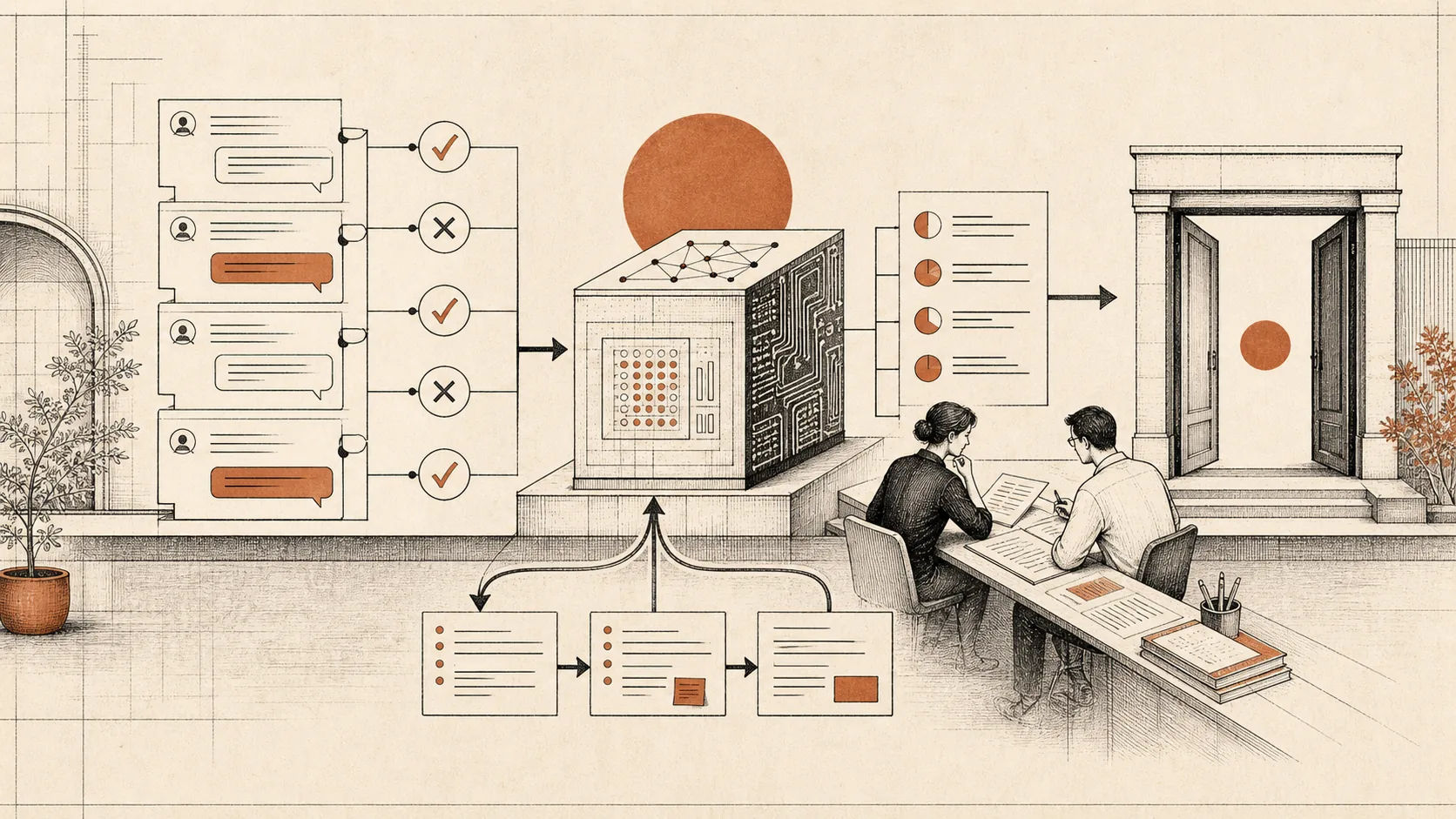 Evaluation board with AI agent test cases, quality metrics, and failure logs