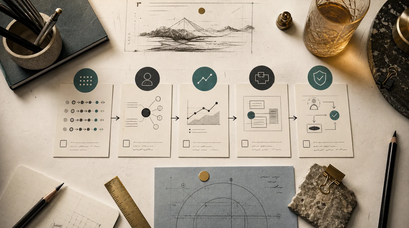 Small business AI workflow selection map with repeated work, clear owner, measurable result, and low error cost